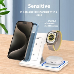3 In 1 LED Fast Wireless Charger Stand Foldable Charging Station for all types phones.