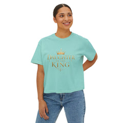 Daughter of the King Women's Boxy Tee — Christian Faith Crown Graphic