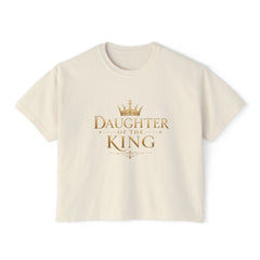 Daughter of the King Women's Boxy Tee — Christian Faith Crown Graphic