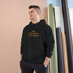 Chosen & Crowned Christian Hoodie | Champion Pullover with Gold Crown Graphic | Family of Grace - image using AI generated person