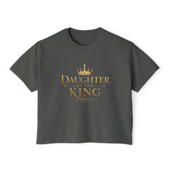 Daughter of the King Women's Boxy Tee — Christian Faith Crown Graphic