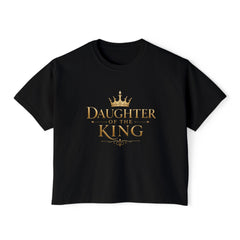 Daughter of the King Women's Boxy Tee — Christian Faith Crown Graphic