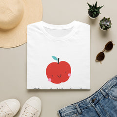 Cute Apple T-Shirt — "Most Likely to Share Like Jesus" Christian Graphic Tee - the image using AI generated person