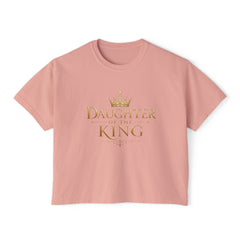 Daughter of the King Women's Boxy Tee — Christian Faith Crown Graphic