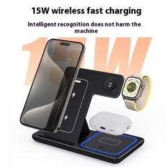 3 In 1 LED Fast Wireless Charger Stand Foldable Charging Station for all types phones.