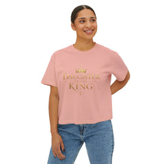 Daughter of the King Women's Boxy Tee — Christian Faith Crown Graphic