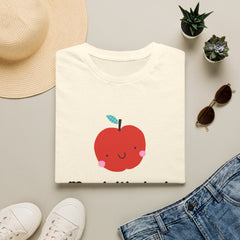 Cute Apple T-Shirt — "Most Likely to Share Like Jesus" Christian Graphic Tee - the image using AI generated person