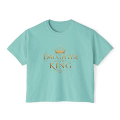 Daughter of the King Women's Boxy Tee — Christian Faith Crown Graphic
