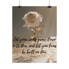 Rooted & Built Up in Him Christian Rolled Poster | Colossians 2:7 Wall Art | Family of Grace