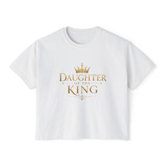 Daughter of the King Women's Boxy Tee — Christian Faith Crown Graphic