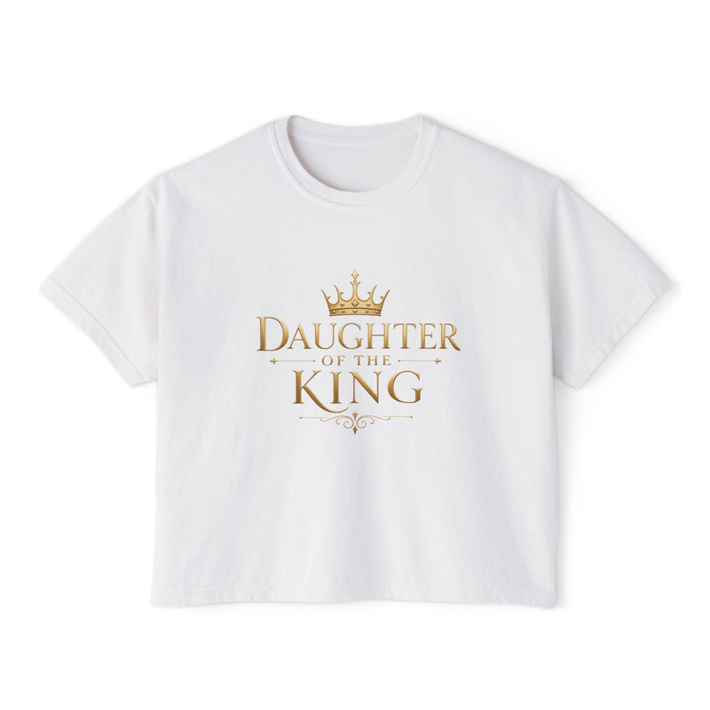 Daughter of the King Women's Boxy Tee — Christian Faith Crown Graphic