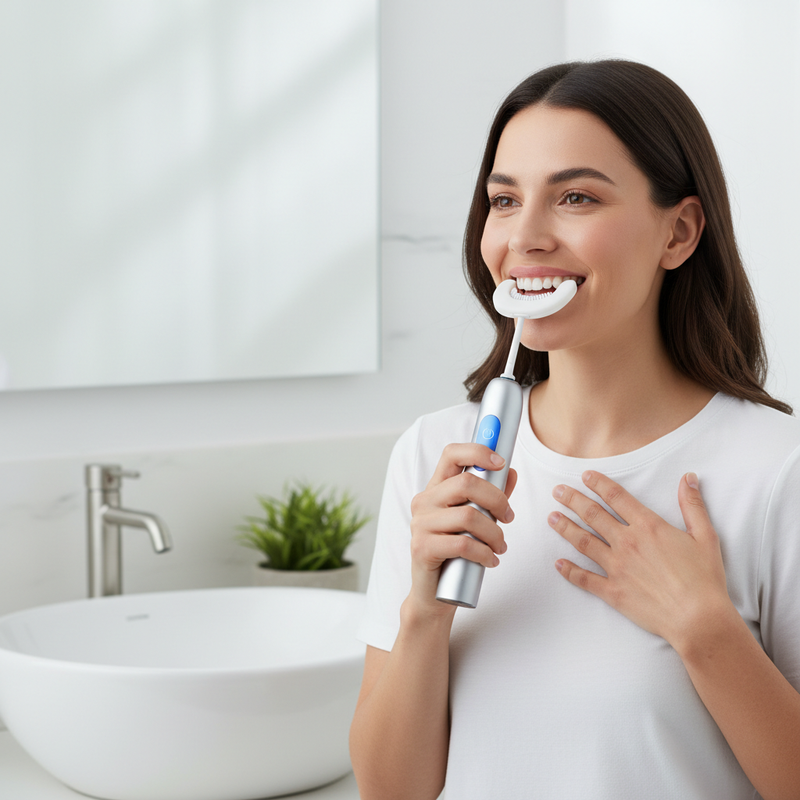 U-Shaped Toothbrush Woman Lifestyle